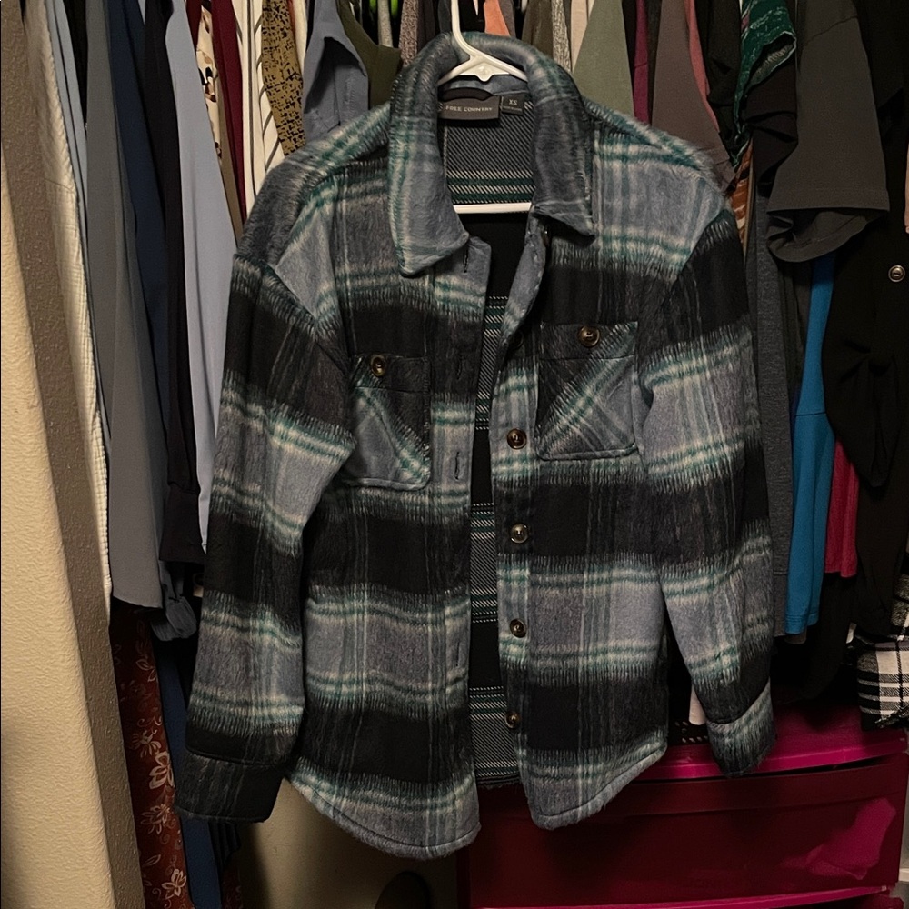 Free Country Blue and Green Plaid Shacket